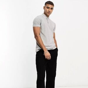 NEW New French Connection Single Tipped Pique Gray Polo